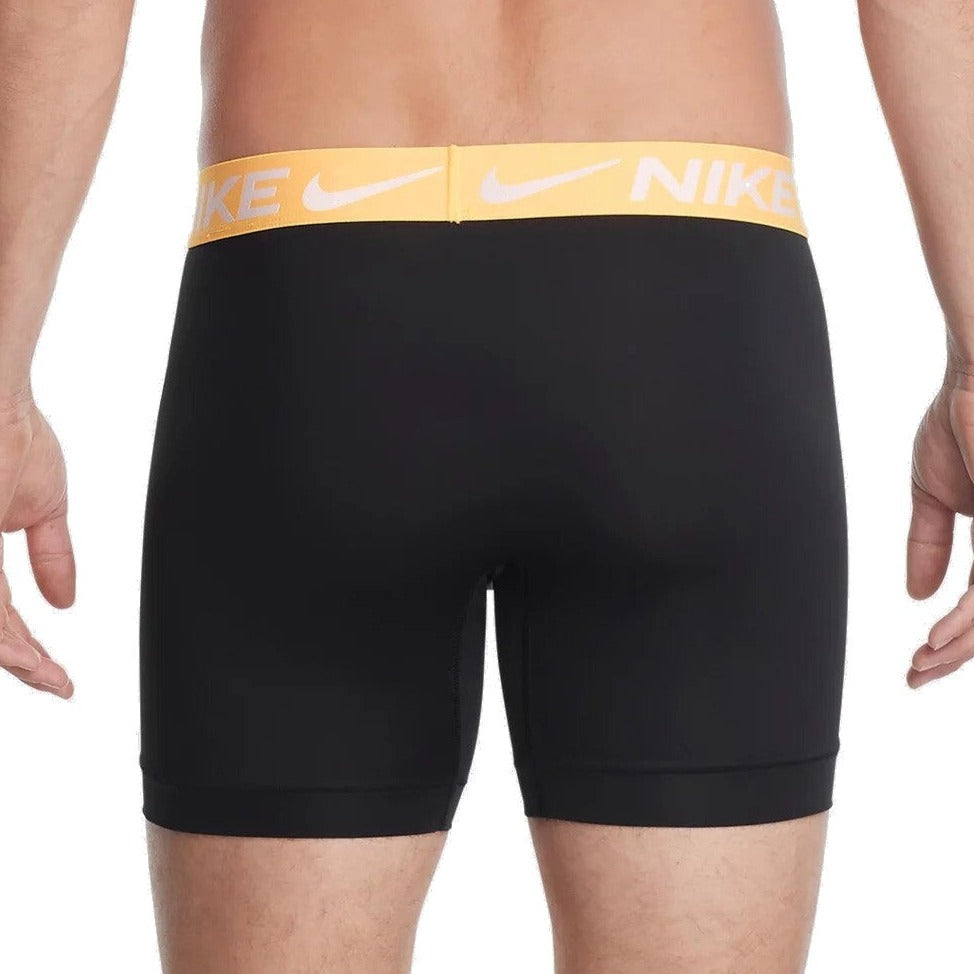 Nike Men's 3-Pack Essential Micro Boxer Briefs - Black Orange/Cactus/Blue