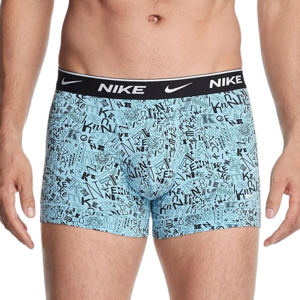 Nike Mens 3-Pack Everyday Cotton Stretch Trunks - Logo Print, Dark Stucco & Uni Red