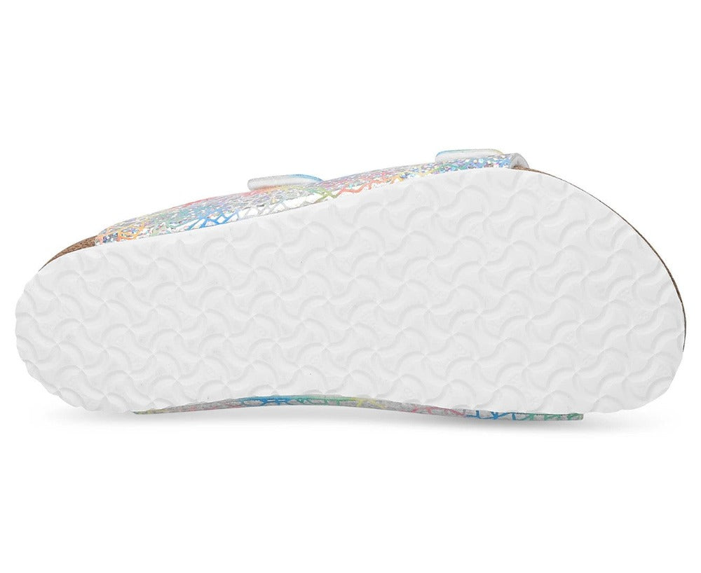 Birkenstock Kids' Arizona Vegan Narrow Fit Sandals - Flashy Hologram Silver