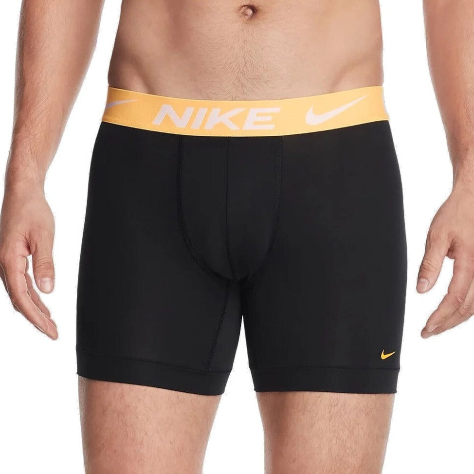 Nike Men's 3-Pack Essential Micro Boxer Briefs - Black Orange/Cactus/Blue