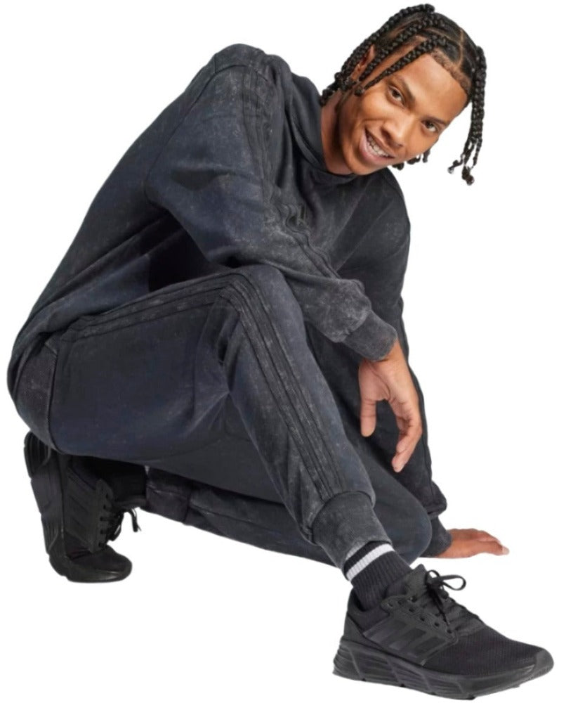 Adidas Mens ALL SZN French Terry 3-Stripes Garment-Wash Pants - Black