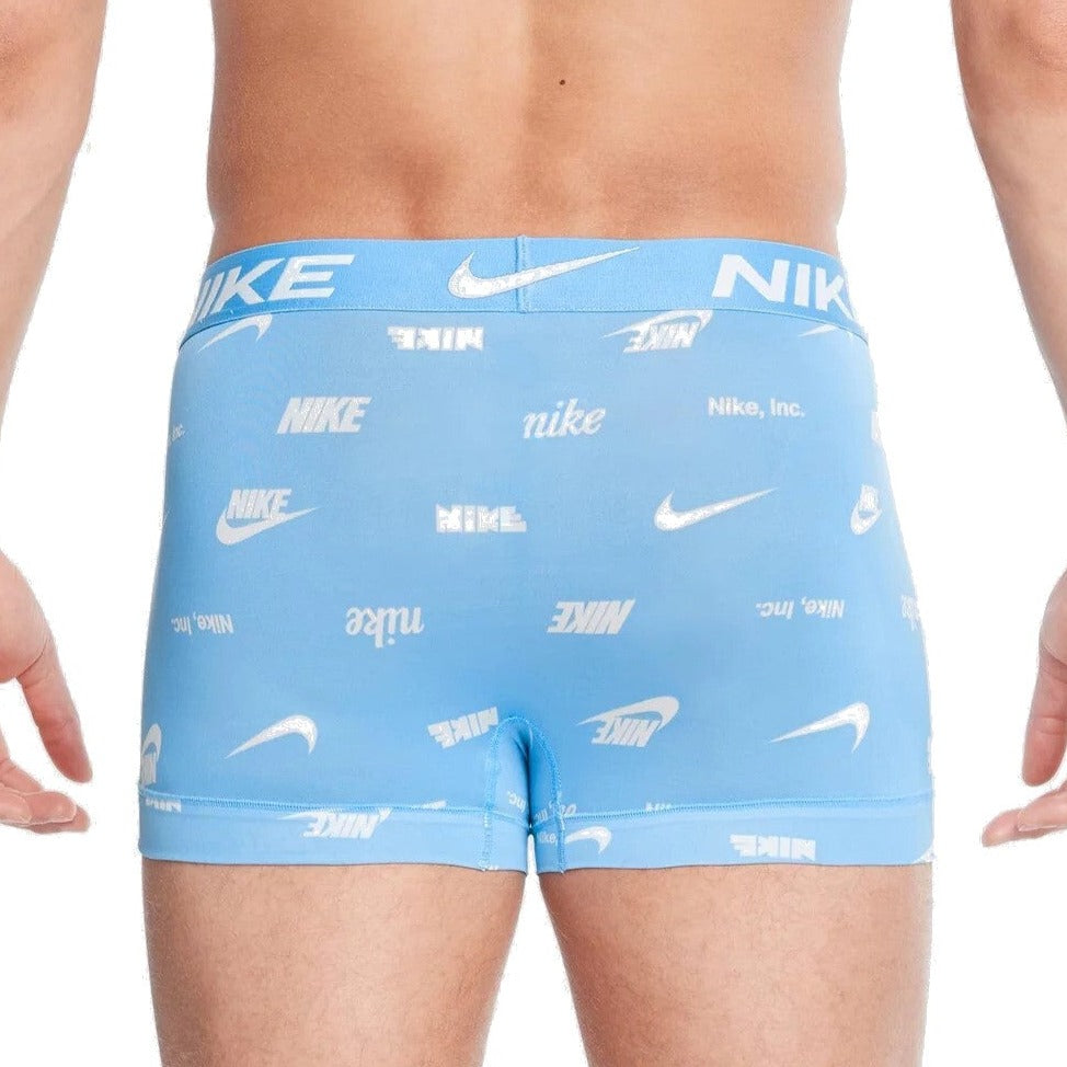Nike Mens 3-Pack DRI-FIT Essential Micro Trunks - Logo Print, Game Royal & Black