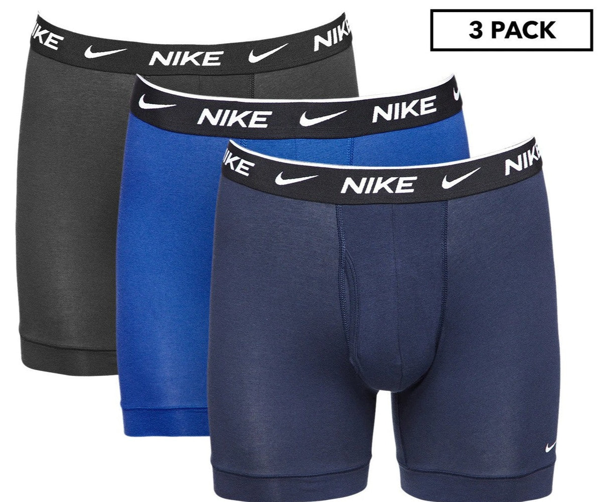 Nike Men's Dri-FIT Essential Cotton Stretch Boxer Briefs 3-Pack - Black/Blue/Navy