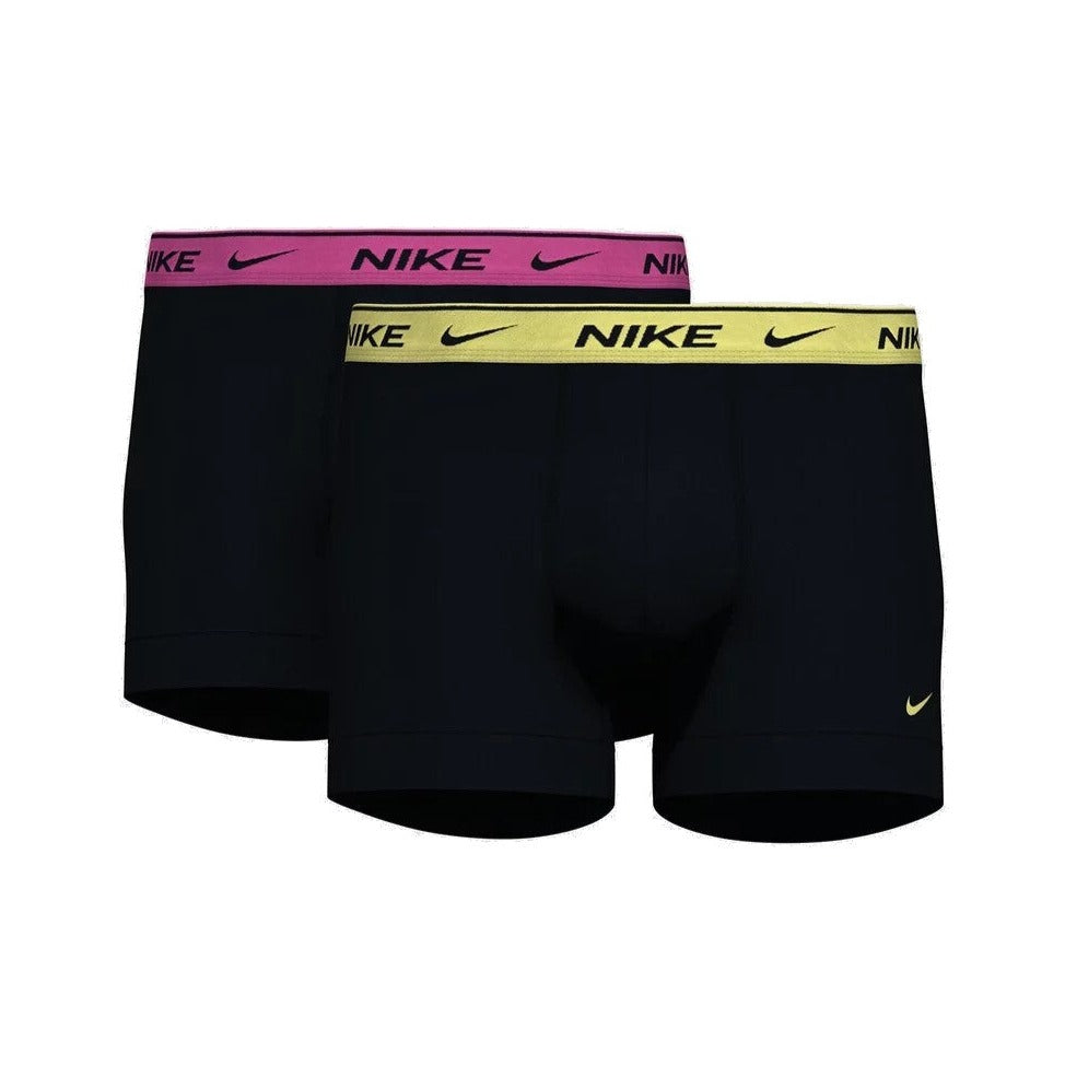 Nike Mens Everyday Cotton Stretch Trunks 2-Pack - Black Fuchsia & Laser Orange