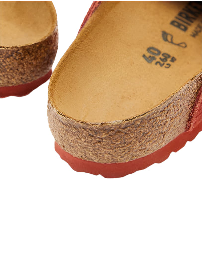 Birkenstock Unisex Regular Fit Boston Corduroy Embossed Suede Leather Clogs - Sienna Red