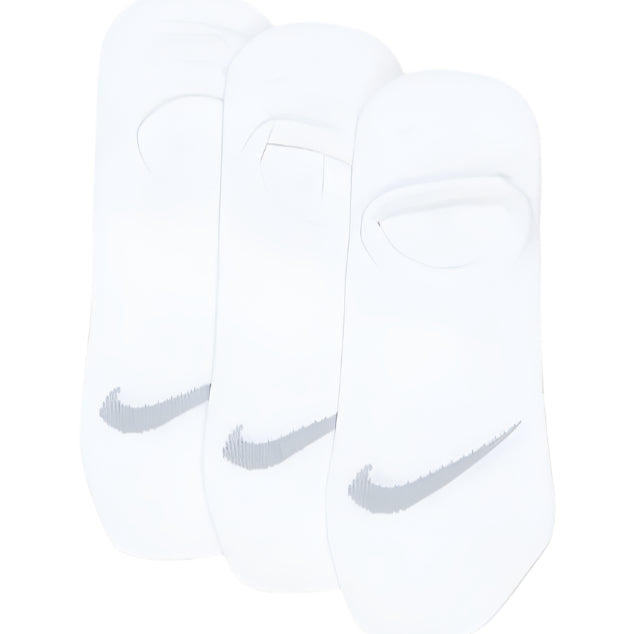 Nike Womens Mens Unisex Everyday Plus Lightweight Footie Socks 3-Pack - White/ Wolf Grey