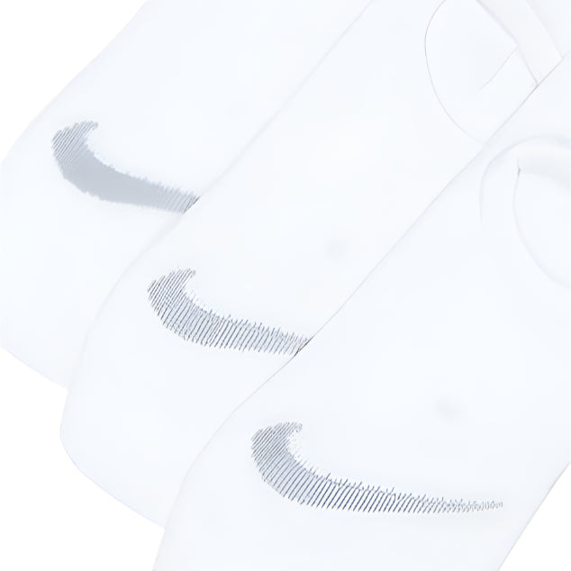 Nike Womens Mens Unisex Everyday Plus Lightweight Footie Socks 3-Pack - White/ Wolf Grey