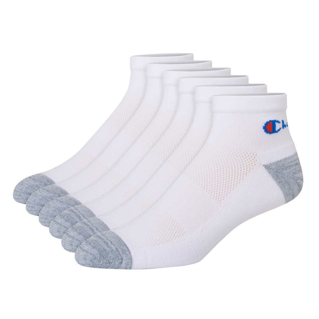 Champion Men's High Performance Ankle Sock, 12 Pairs, White, Shoe Size 6-12