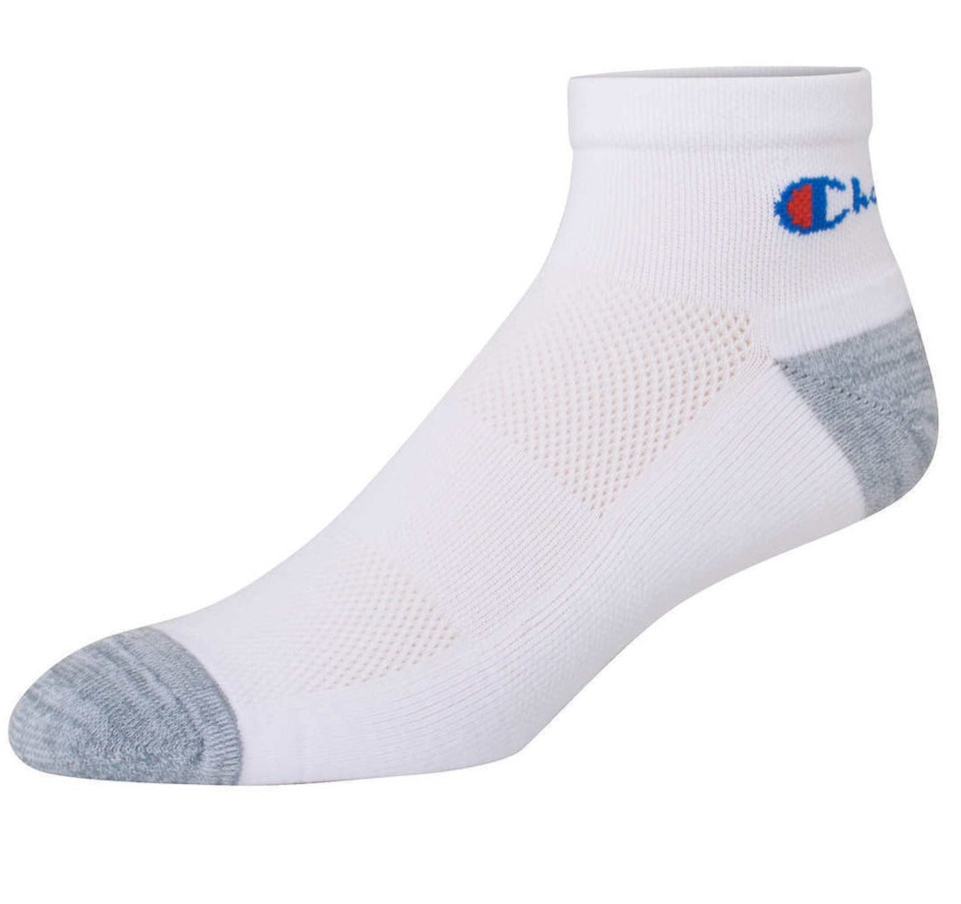 Champion Men's High Performance Ankle Sock, 12 Pairs, White, Shoe Size 6-12