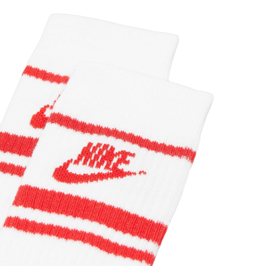 Nike Sportswear Everyday Essential Crew Socks 3Pk - White/University Red