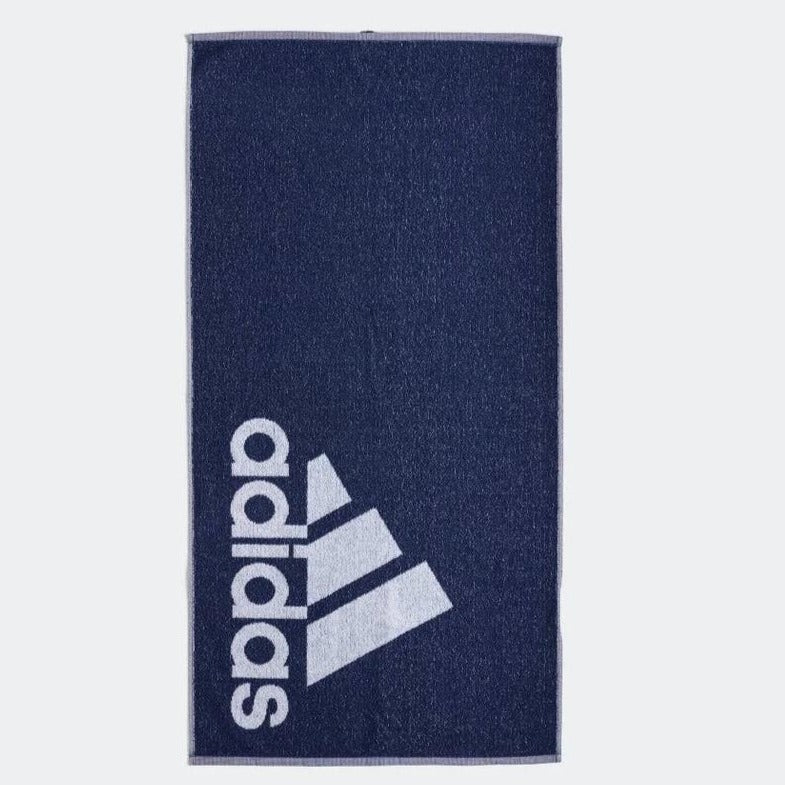 Adidas Adult Unisex Gym Towel Small 50 x 100cm - Navy Blue/White