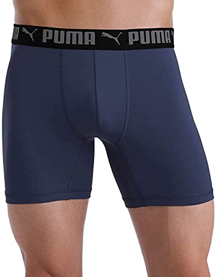 PUMA Mens Boxer Brief Performance Sport Luxe Underwear, 5-Pack - Blue/Black/Grey
