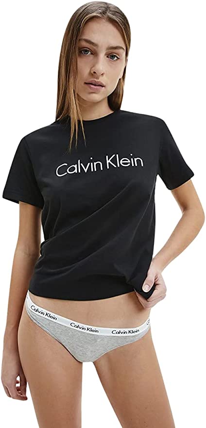 Calvin Klein Womens Signature Cotton 3 Pack Thong Underwear - Black/White/Grey