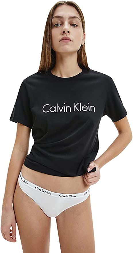 Calvin Klein Womens Signature Cotton 3 Pack Thong Underwear - Black/White/Grey
