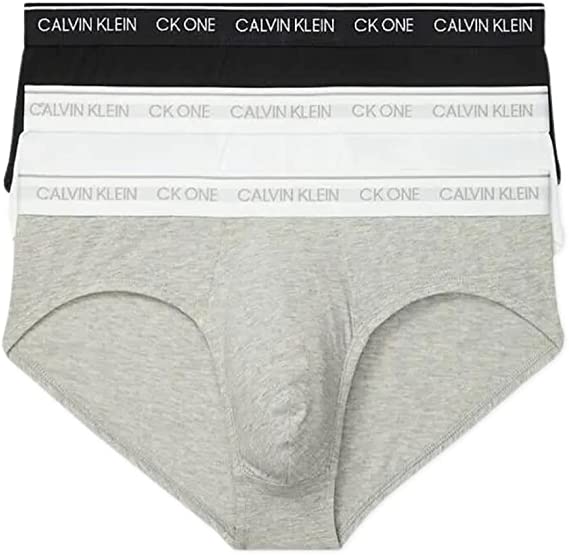 Calvin Klein Men's Underwear CK One Cotton Stretch Hip Brief 3 Pack - Black/White/Grey