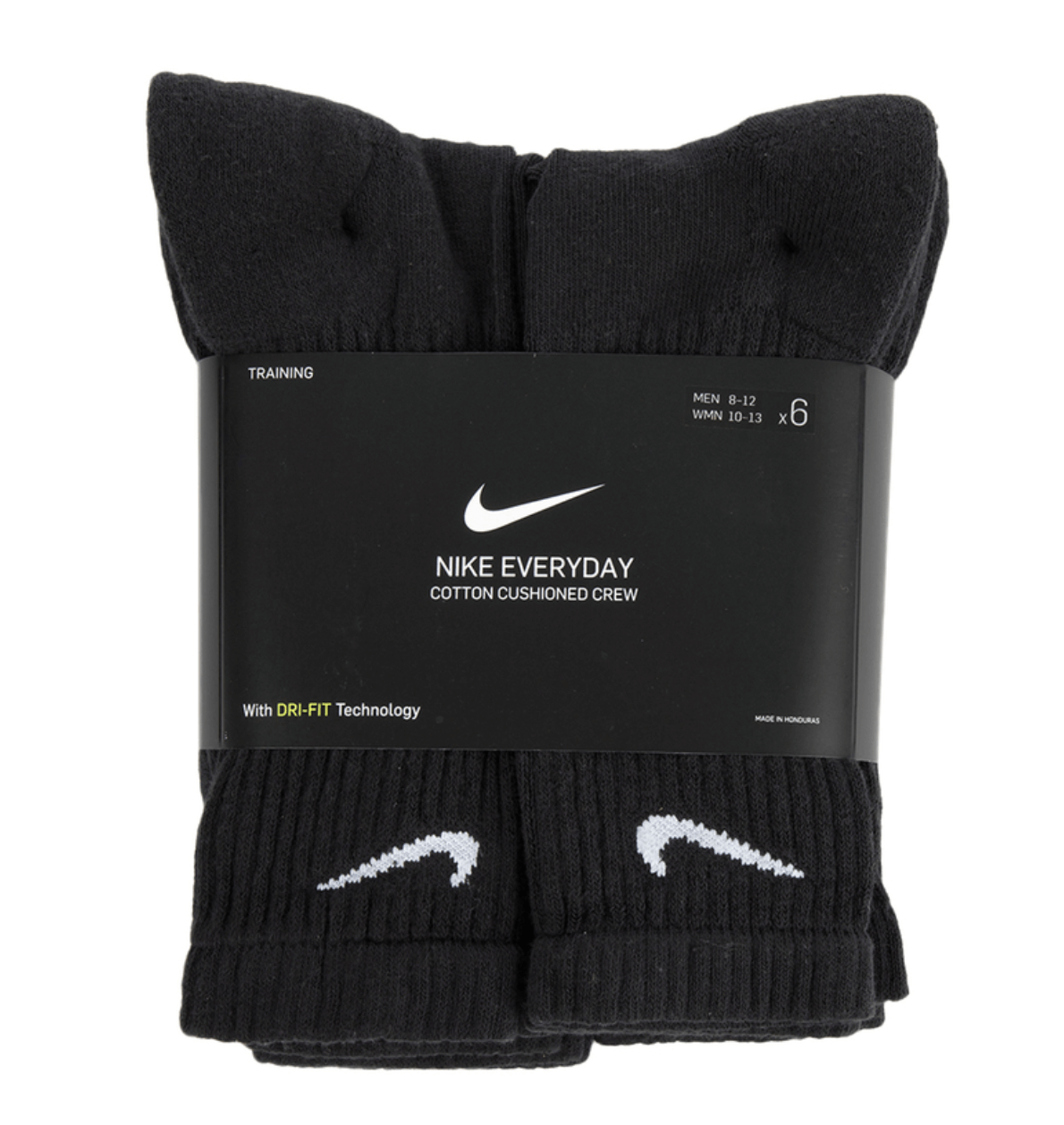 Nike Mens Dri Fit Cushion Crew 6 Pack Socks Black