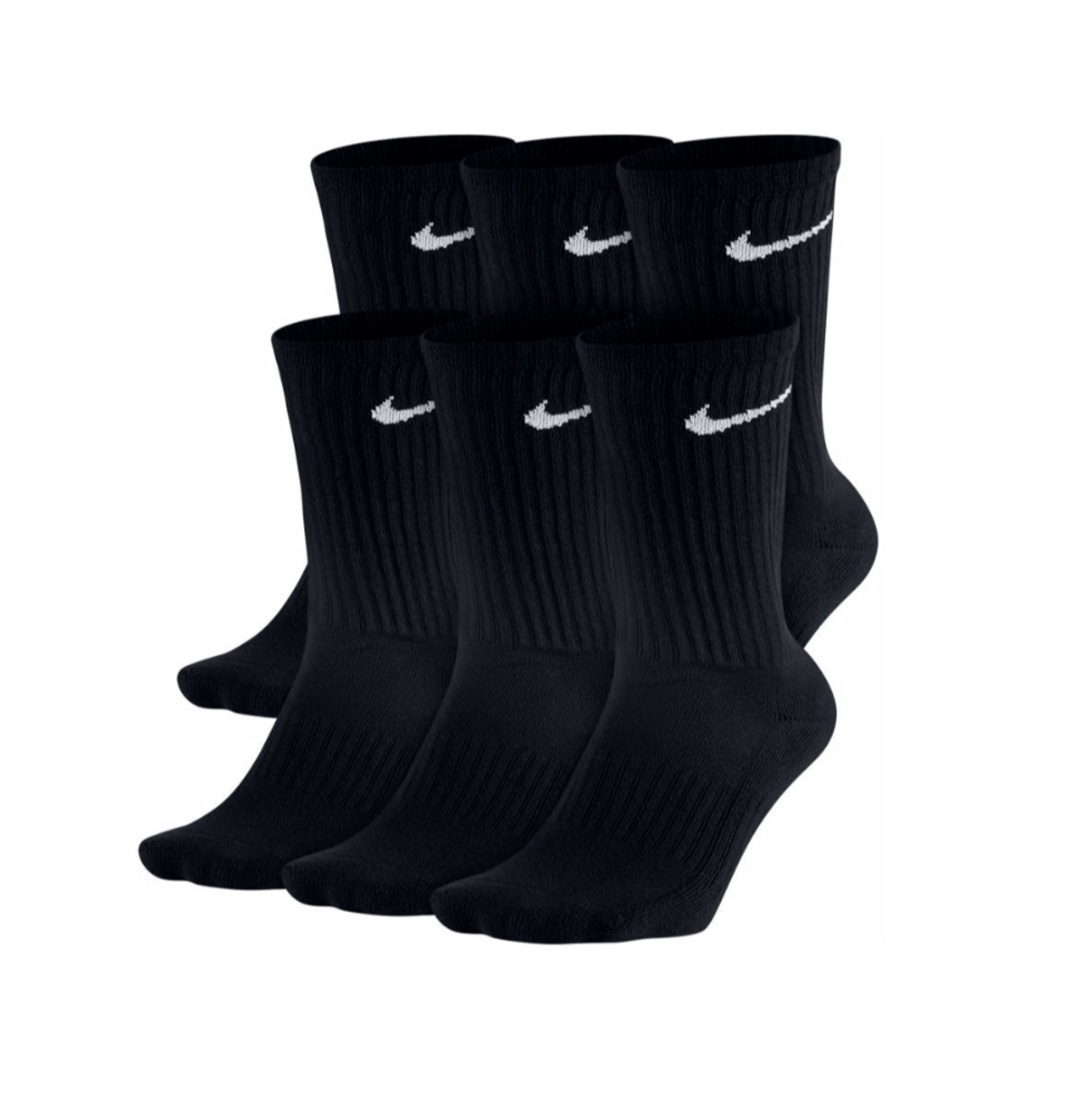 Nike Mens Dri Fit Cushion Crew 6 Pack Socks Black