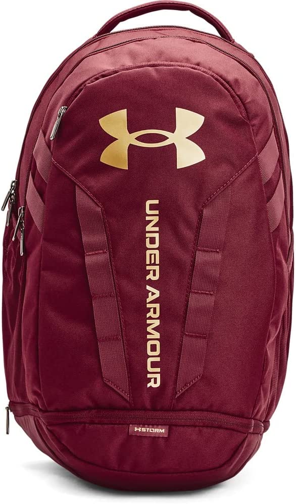 Under Armour Unisex Hustle 5.0 Backpack - League Red/League Red/Metallic Gold