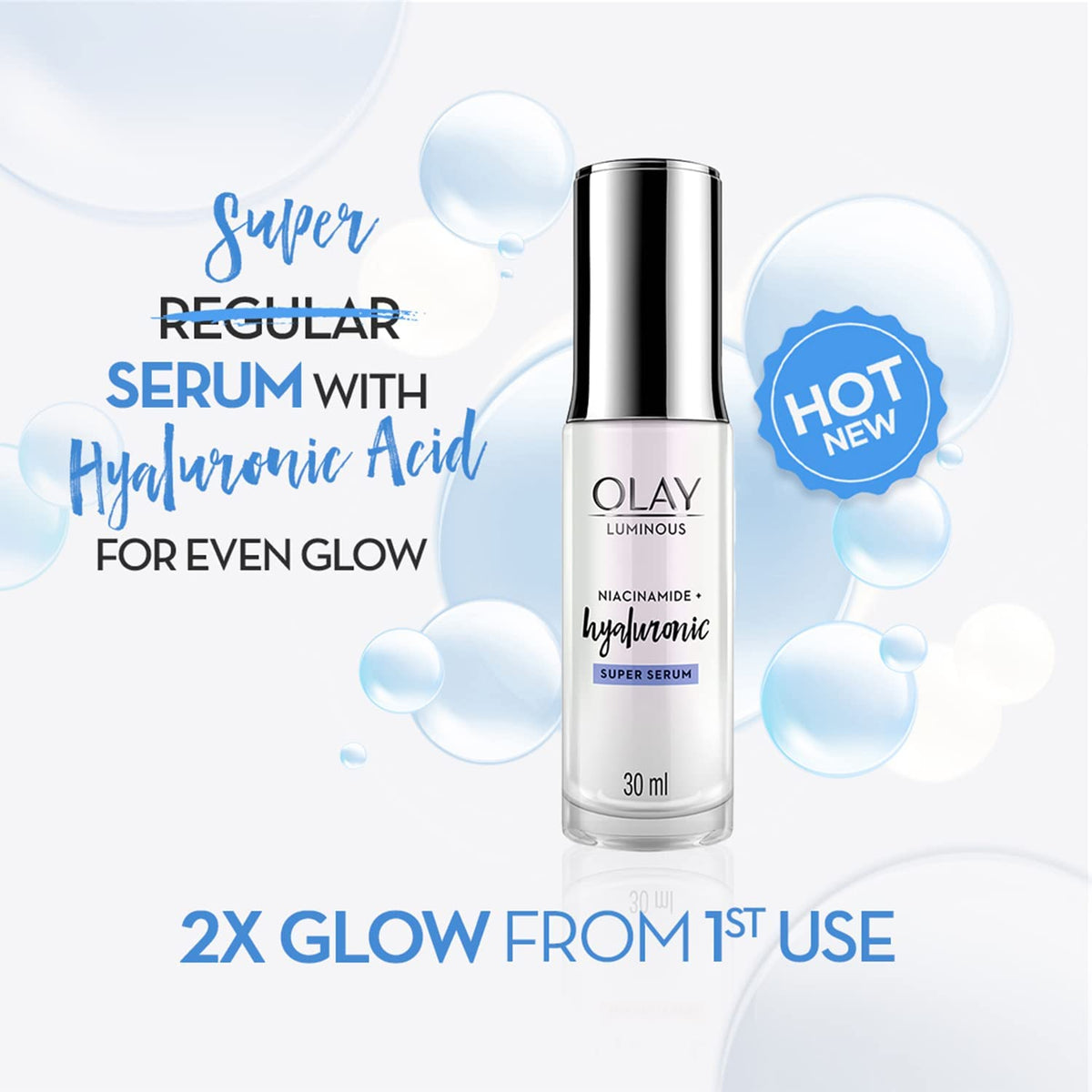 Olay Luminous Niacinamide+ Hyaluronic Super Face Serum, 30ml
