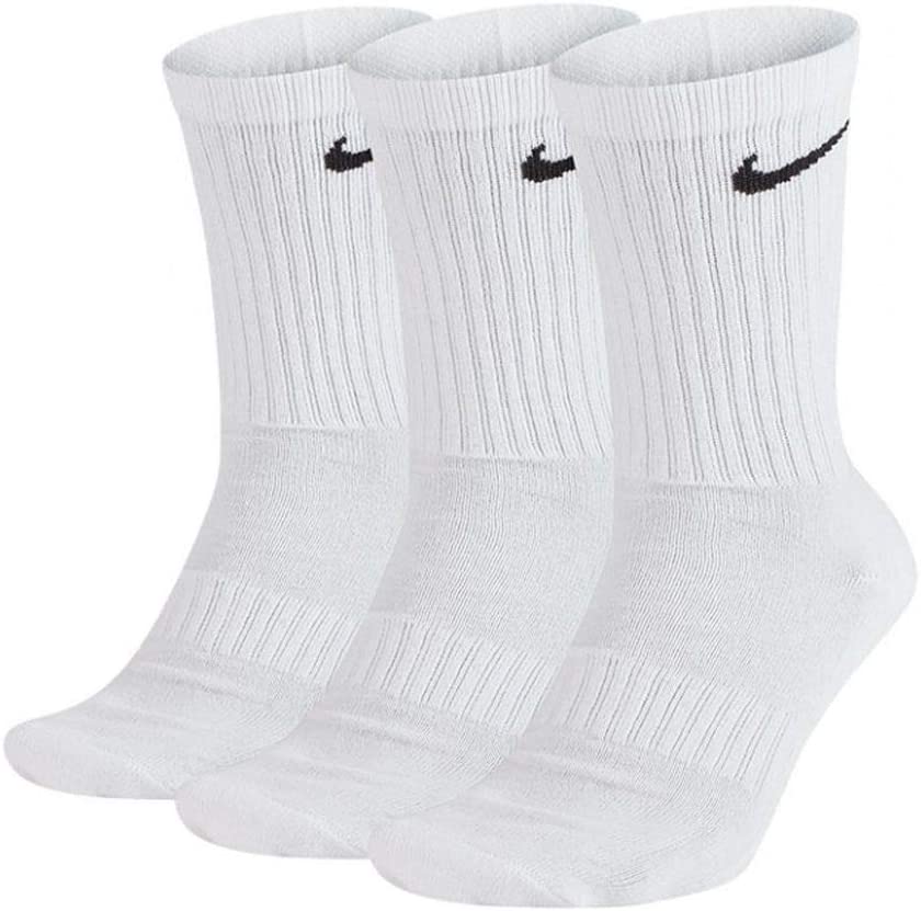 Nike Unisex Mens Womens Cotton Cushion Crew Socks 3-Pack - White