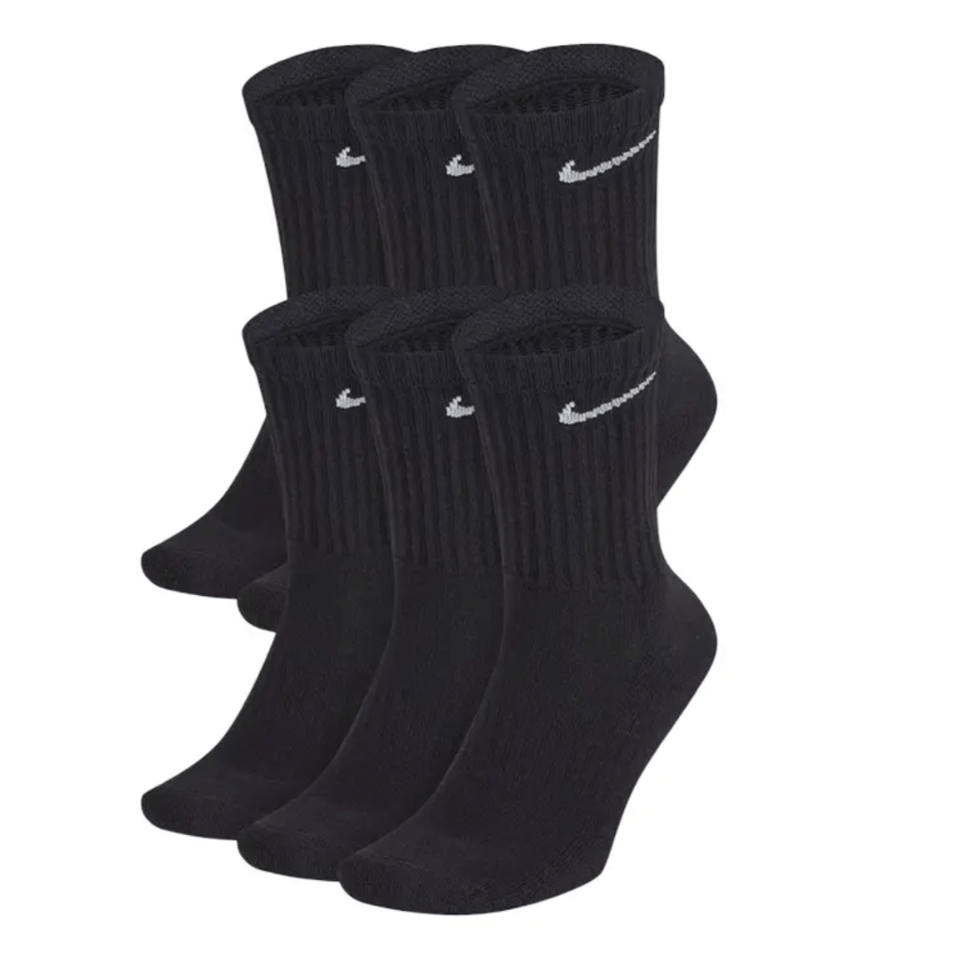 Nike Unisex Men's Women's Cotton Cushion Crew Socks 6-Pack - Black