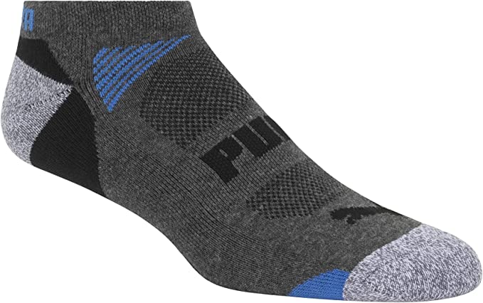 Puma Men's Low Cut 8 Pack Sport Socks, Moisture Control, Arch Support, Men's Sock Size 10-13 - Steel Grey/Strong Blue