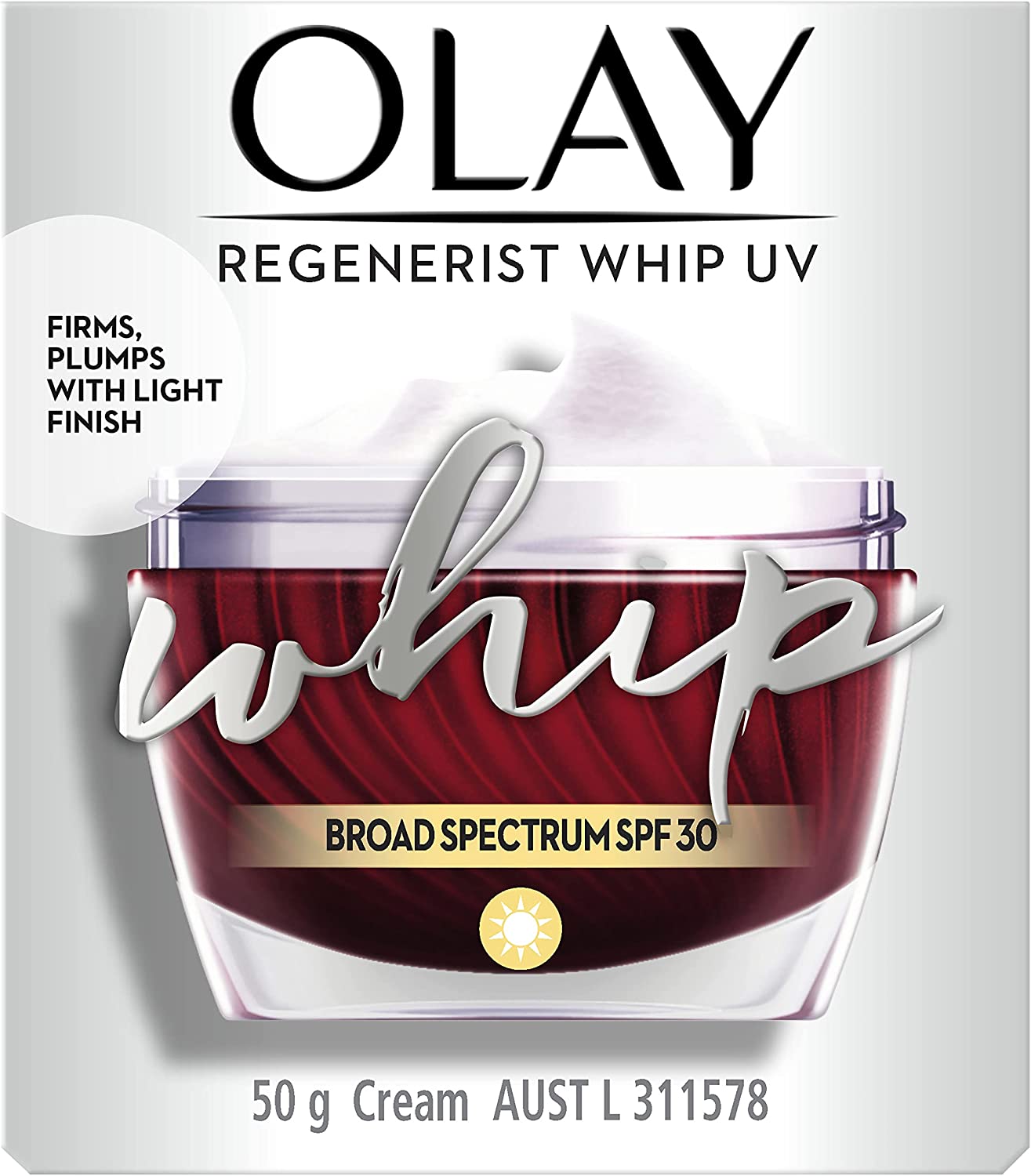 Olay Regenerist Whips Face Cream Moisturiser UV SPF 30 50g