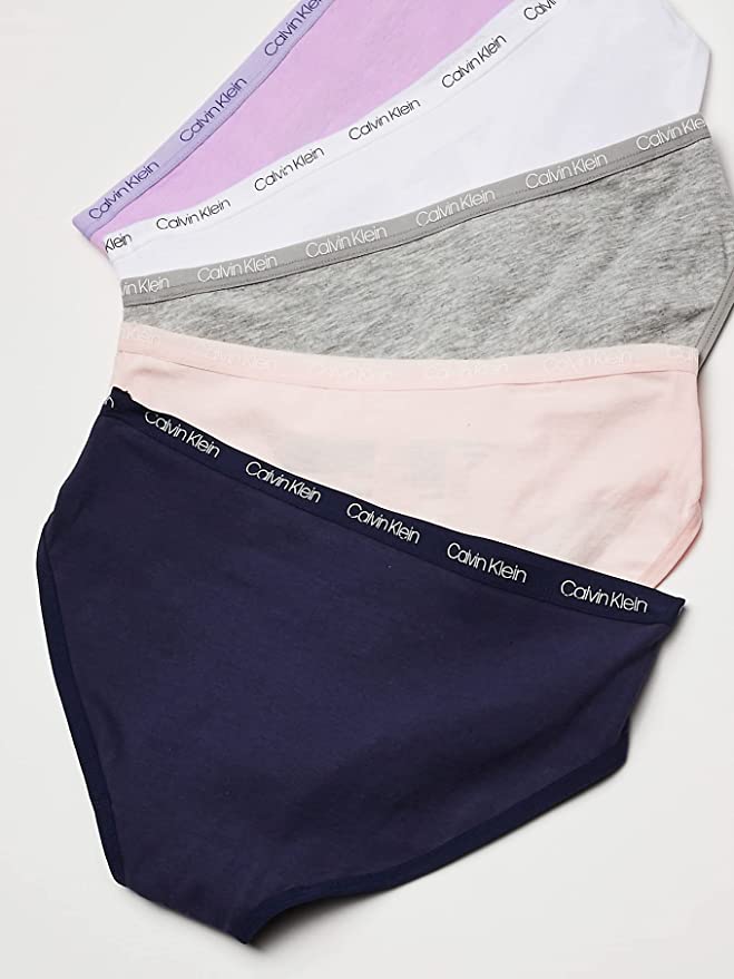 Calvin Klein Girls' Underwear Cotton Bikini Briefs Panty, 5 Pack - Hea