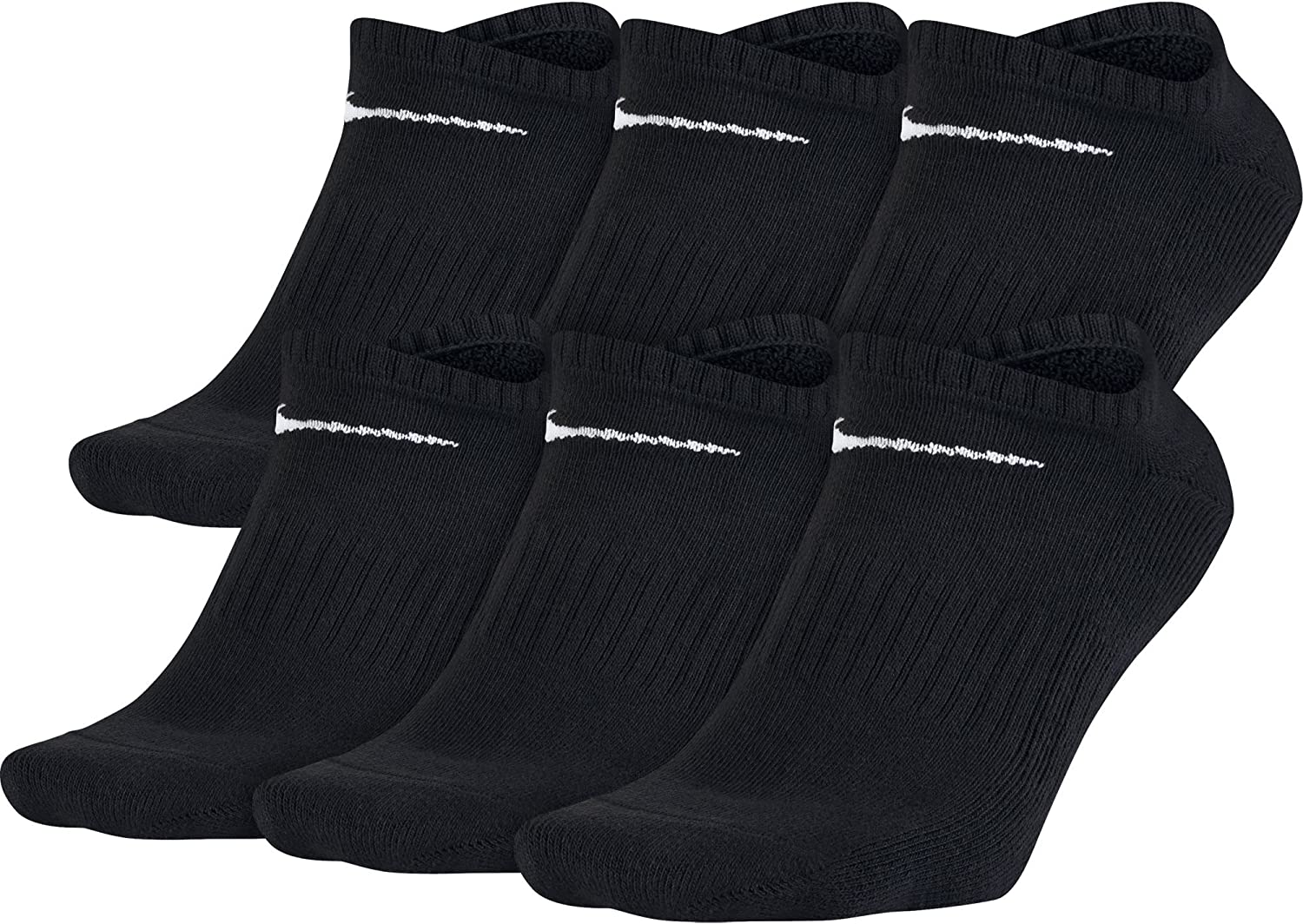 Nike Unisex Men's Women's Cotton Cushion No Show Socks 6-Pack - Black
