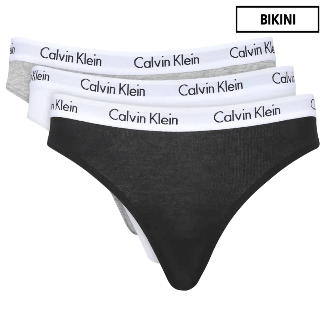 Calvin Klein Women's Carousel Bikini Briefs Underwear 3-Pack - Black/White/Grey Heather