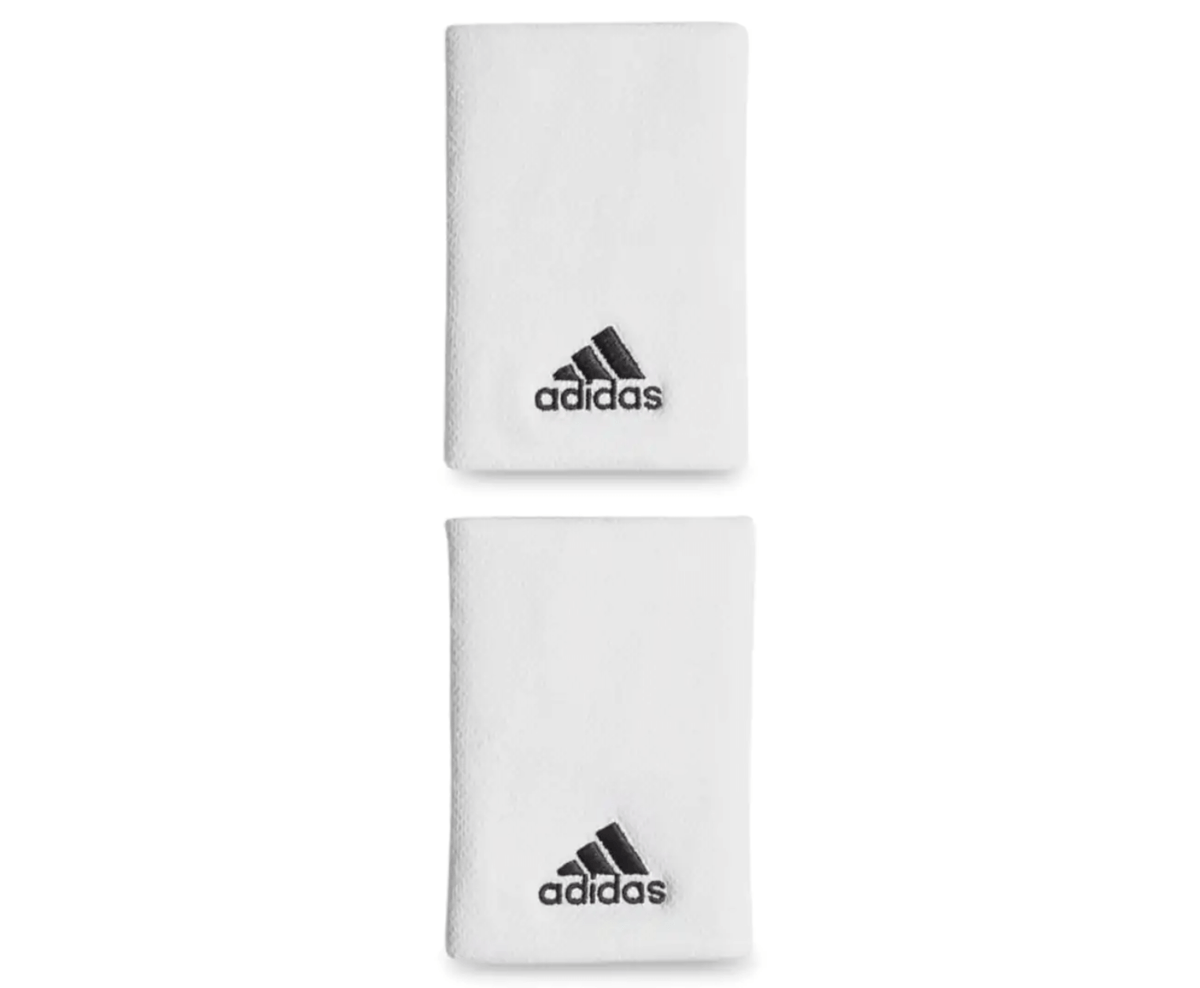 Adidas Unisex Size Tennis Wristband Pair - White/Black, Large