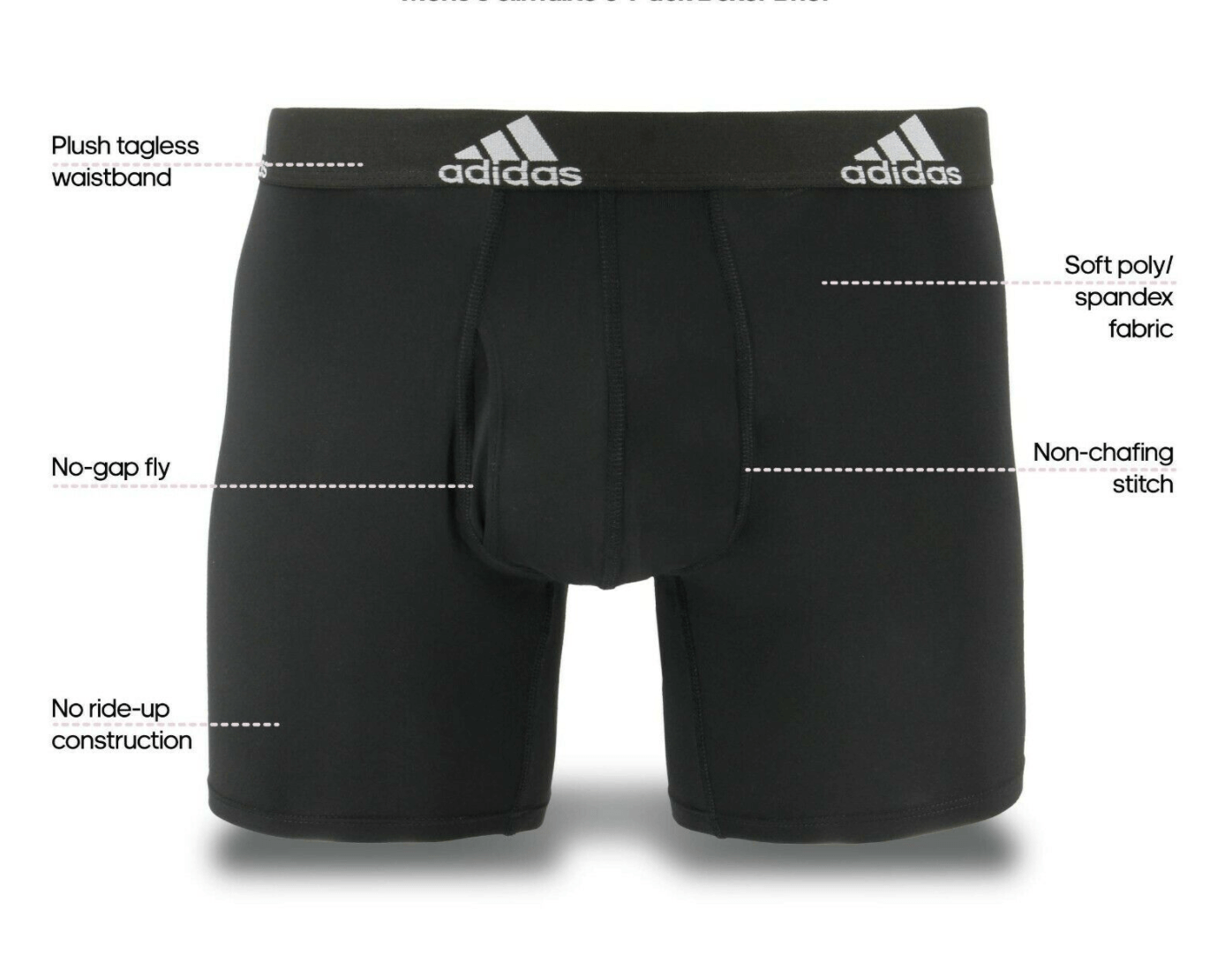 adidas mens boxer brief in black