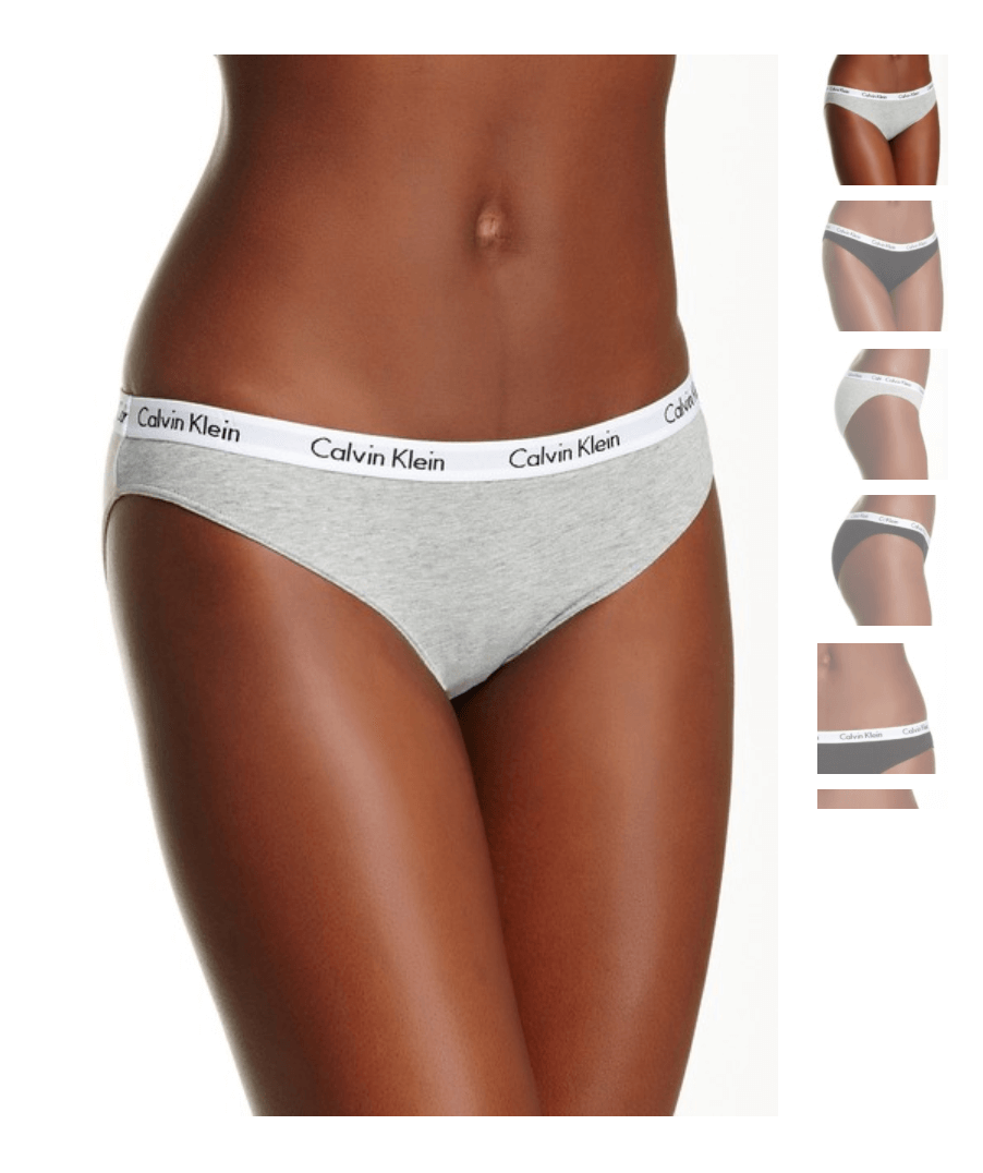 Calvin Klein Women's Bikini Carousel Logo Cotton Underwear 3 Pack - Black/White/Grey
