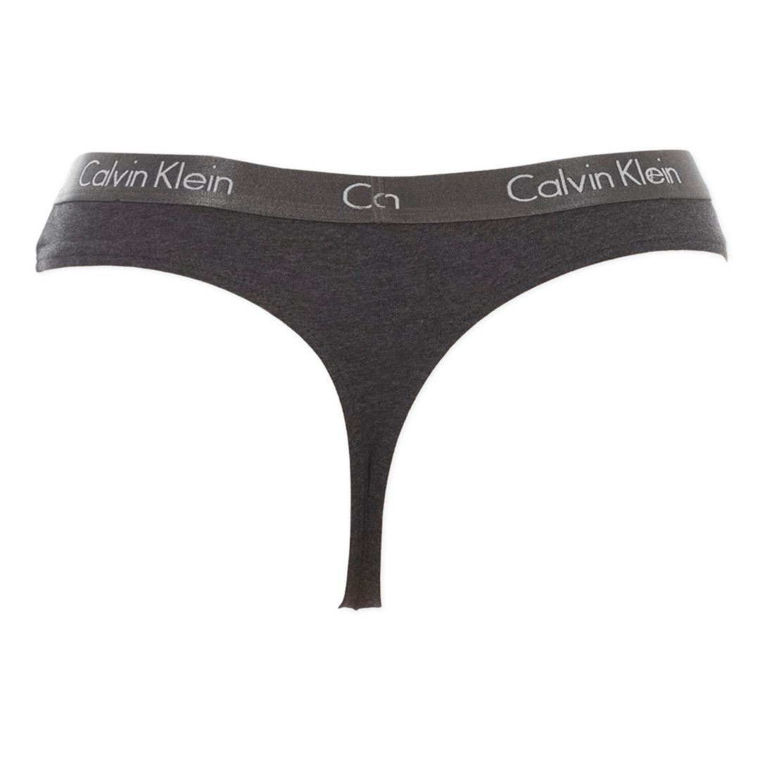 Calvin Klein Underwear Women's Motive Cotton Thong 3 Pack - Black/Nymphs Thigh/Charcoal Heather