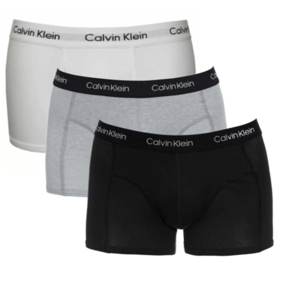 Calvin Klein Men's Underwear Cotton Stretch Trunk 3 Pack - Black/Grey/White