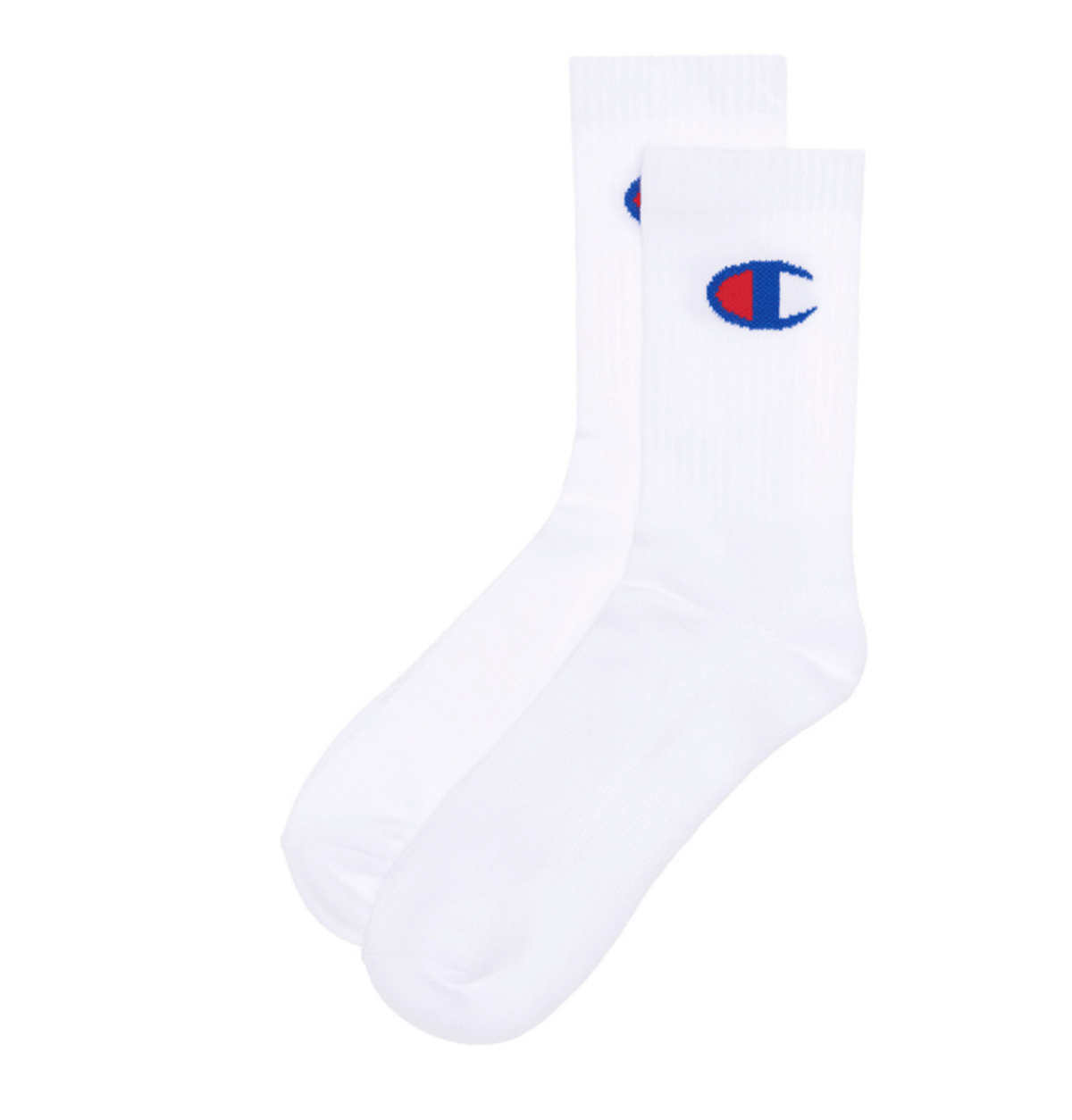 Champion C logo cushion crew socks white