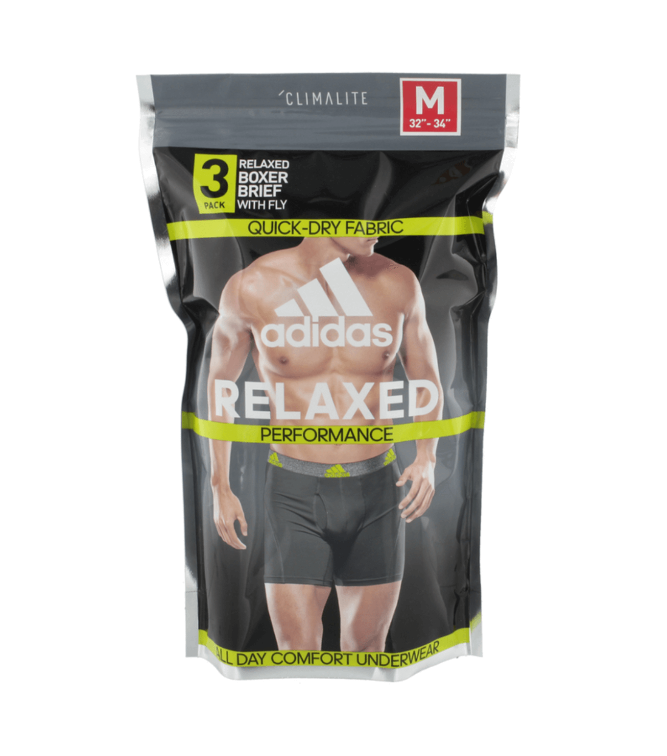 adidas Climalite Relaxed Boxer Brief Underwear 3 Pack - Black