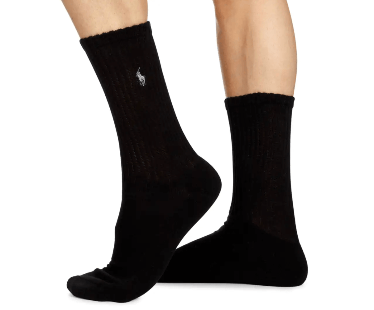 Polo Ralph Lauren Men's Size US 10-13 Rib Crew Socks 6-Pack - Black