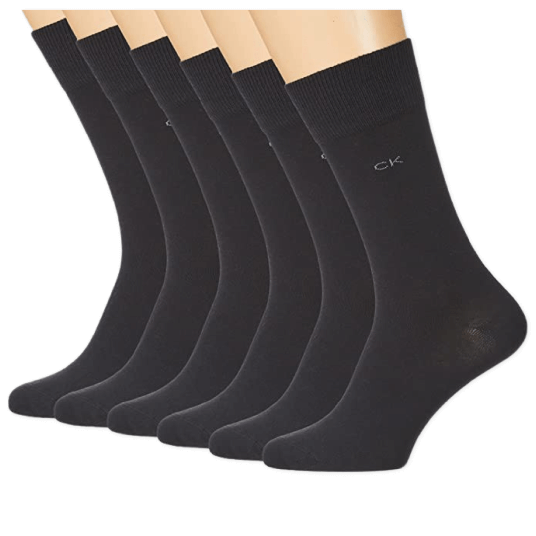 Calvin Klein Men's Cushion Comfort Cotton Crew Socks 6 Pack - Black