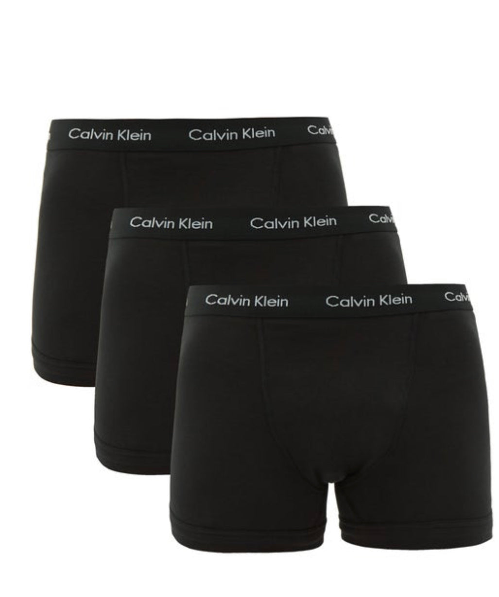 Calvin Klein Men's Underwear Cotton Stretch Trunk 3 Pack - Black/Black/Black