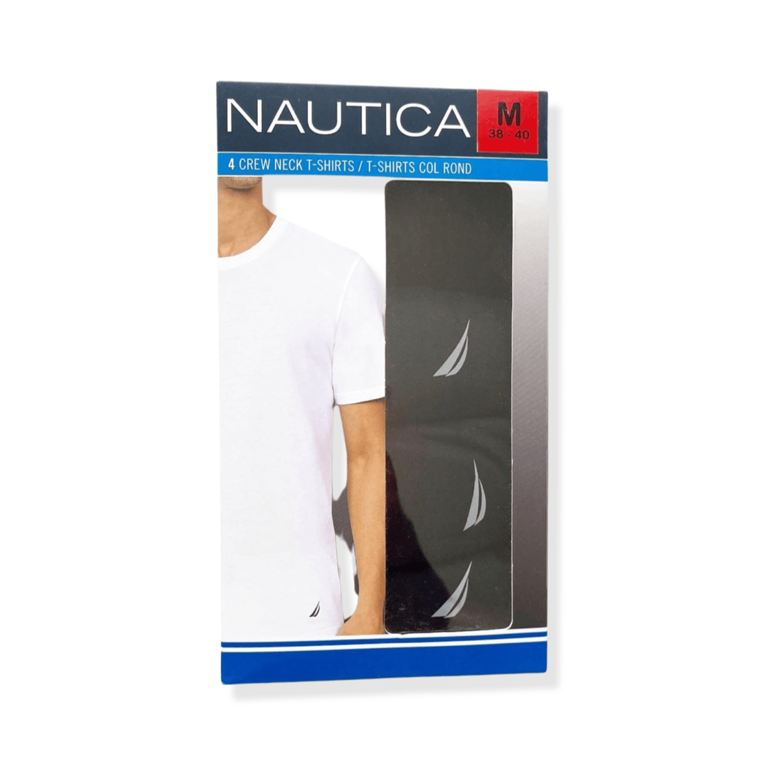 Nautica Men's Cotton Crew Neck Short-Sleeve T-Shirt Tee 4-Pack - Black