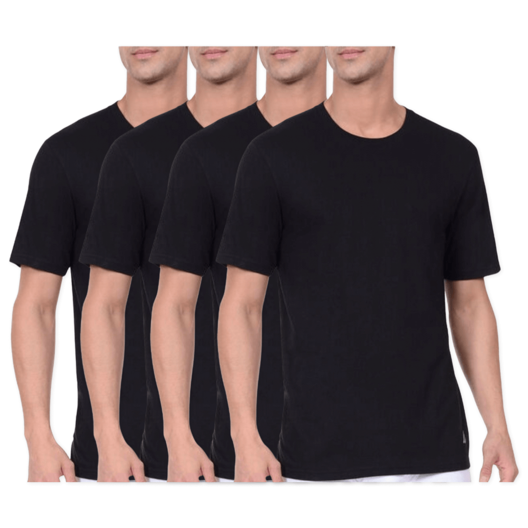 Nautica Men's Cotton Crew Neck Short-Sleeve T-Shirt Tee 4-Pack - Black