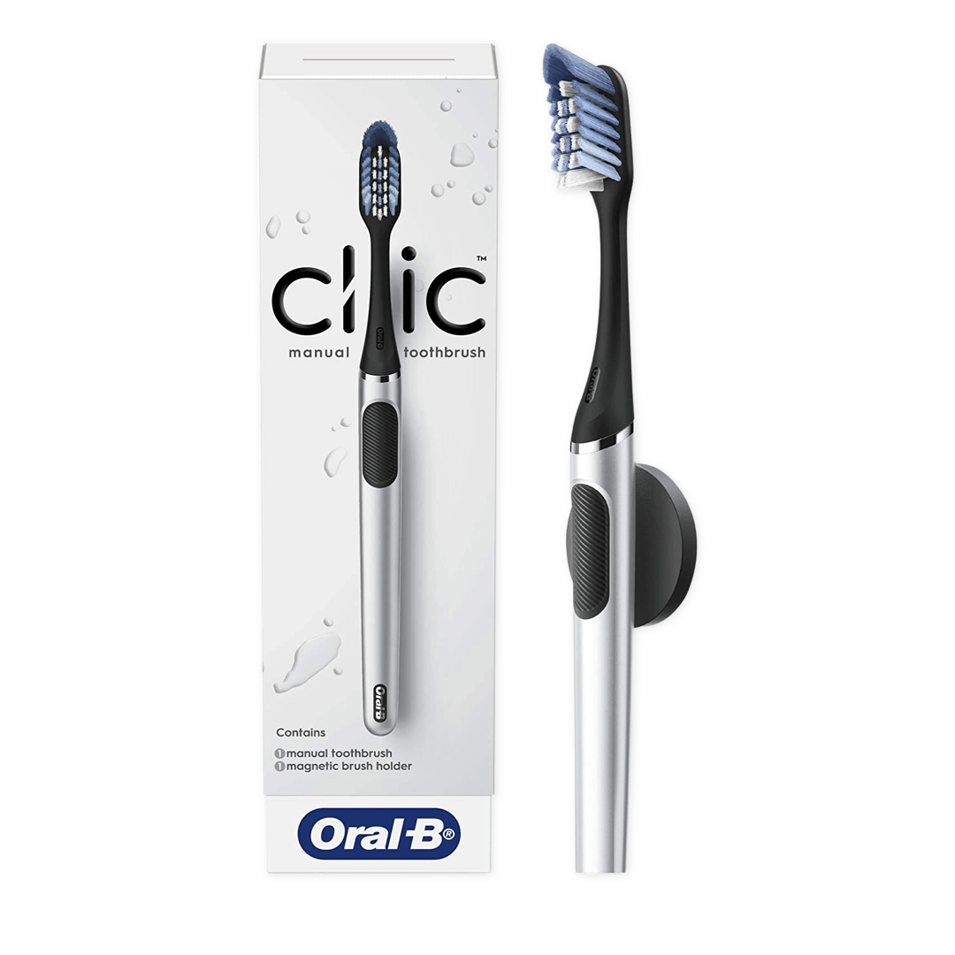Oral B Clic Manual Toothbrush Kit + 4 Brush Heads & Holder