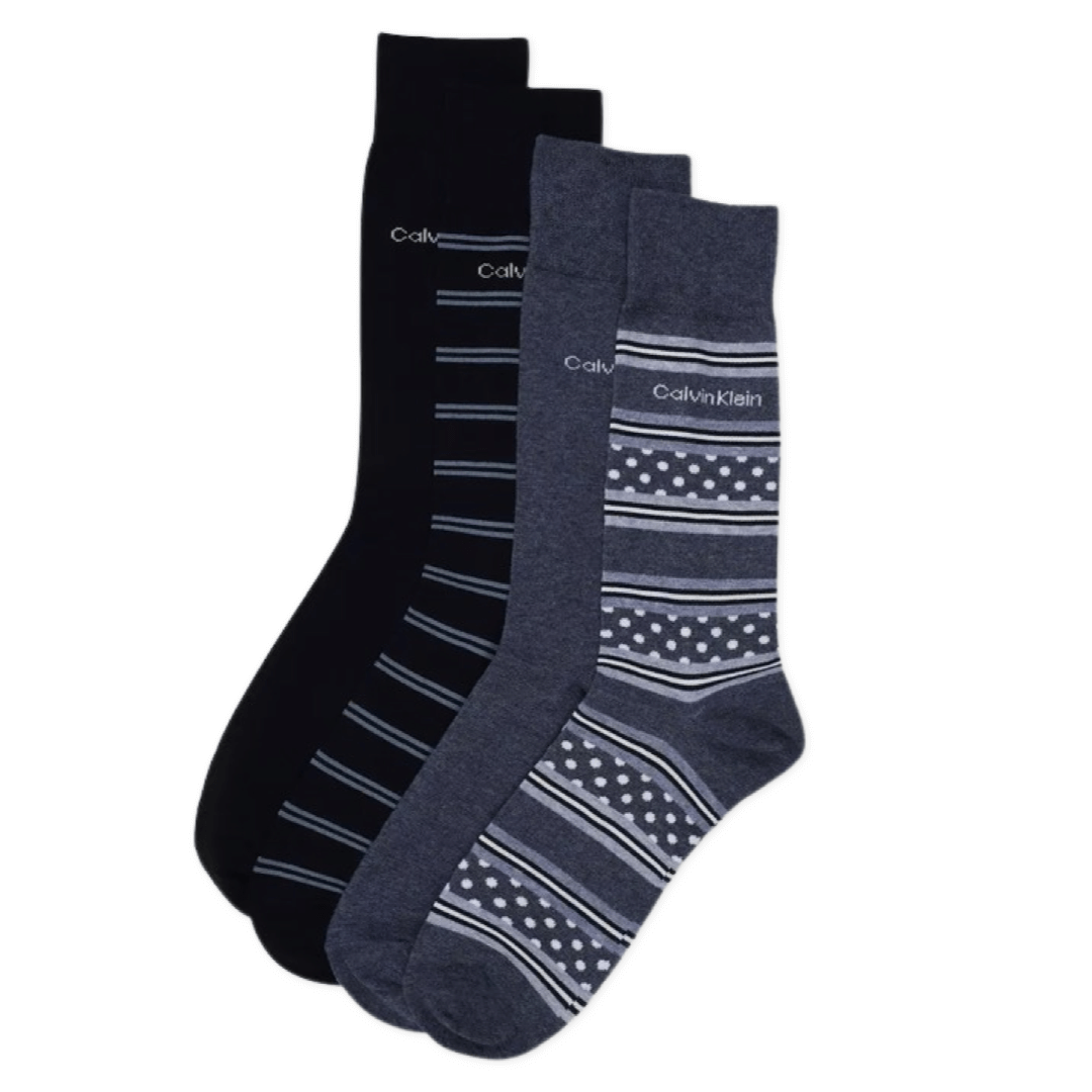 Calvin Klein 4 Pack Stripe & Dot Dress Socks
