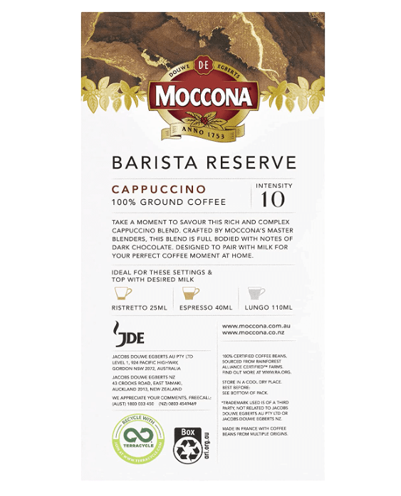 Moccona Barista Reserve Cappuccino Capsules 100 Pack - Intensity 10