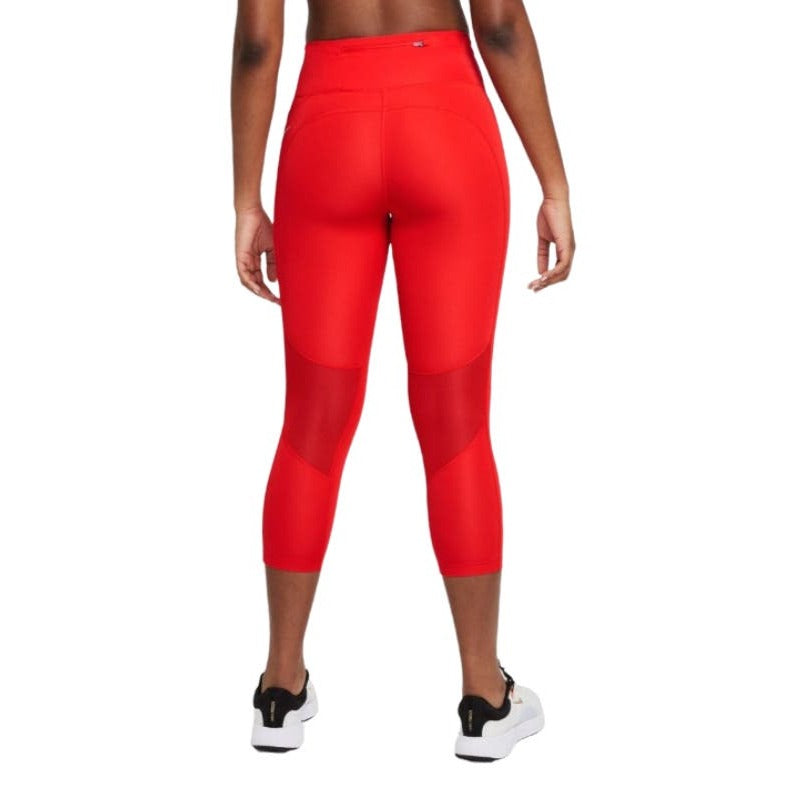Nike Women's Dri FIT Fast Crop Tights - Chile Red/Reflective Silver