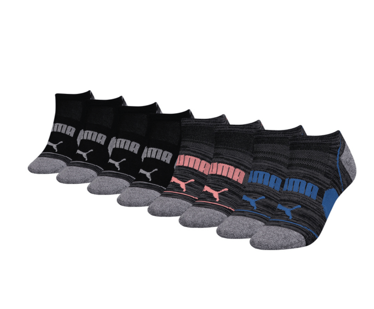 Puma Women's No Show Socks 8 Pack, Black Multi - Shoe Size: 5-9.5