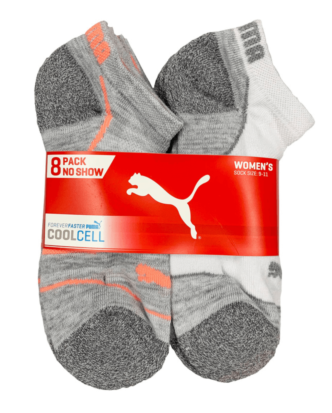 Puma Women's No Show Socks 8 Pack, White Multi - Shoe Size: 5-9.5