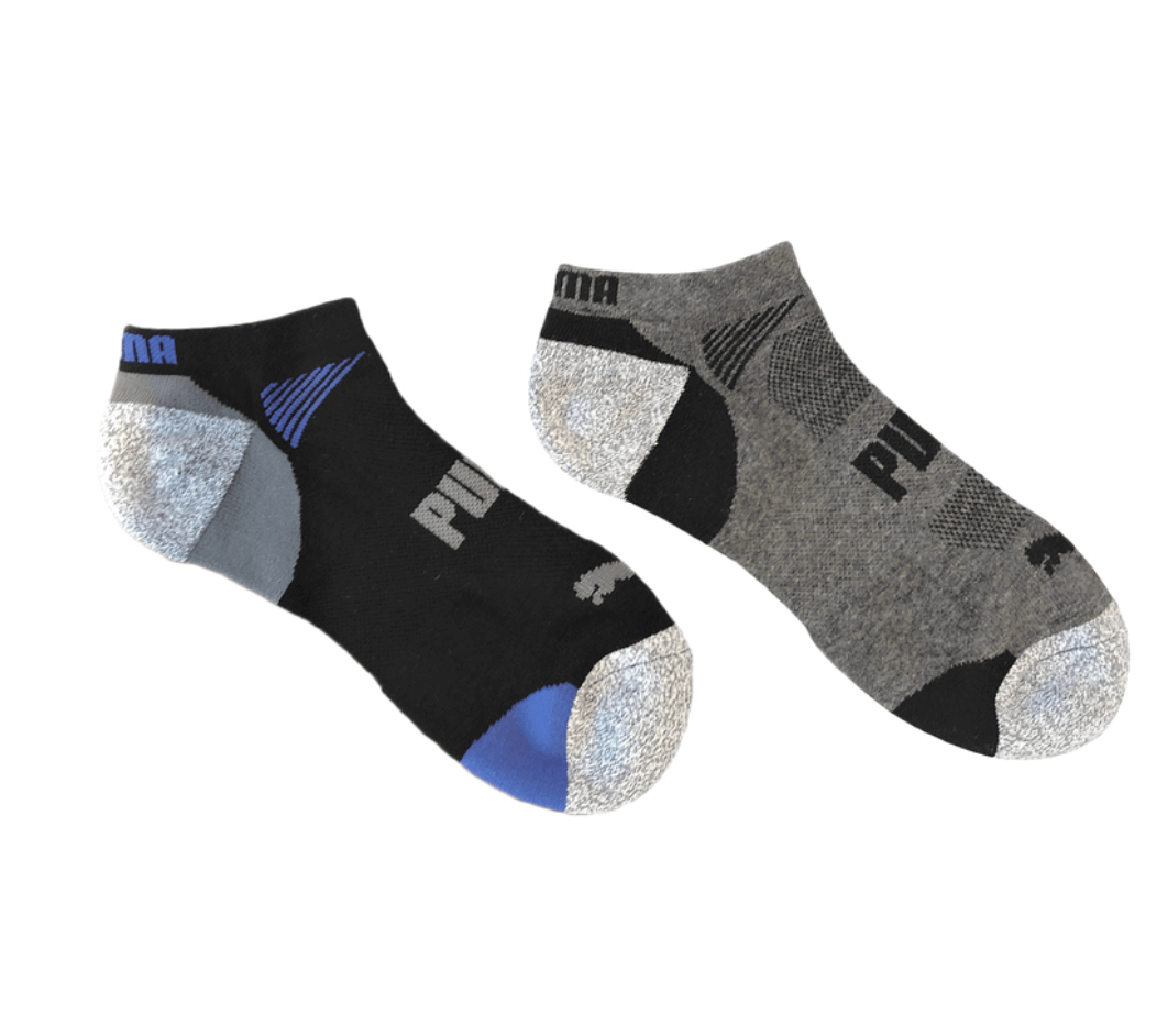 Puma Men's Low Cut 8 Pack Sport Socks, Moisture Control, Arch Support Men's Sock Size 13-15 - Steel Grey/Strong Blue