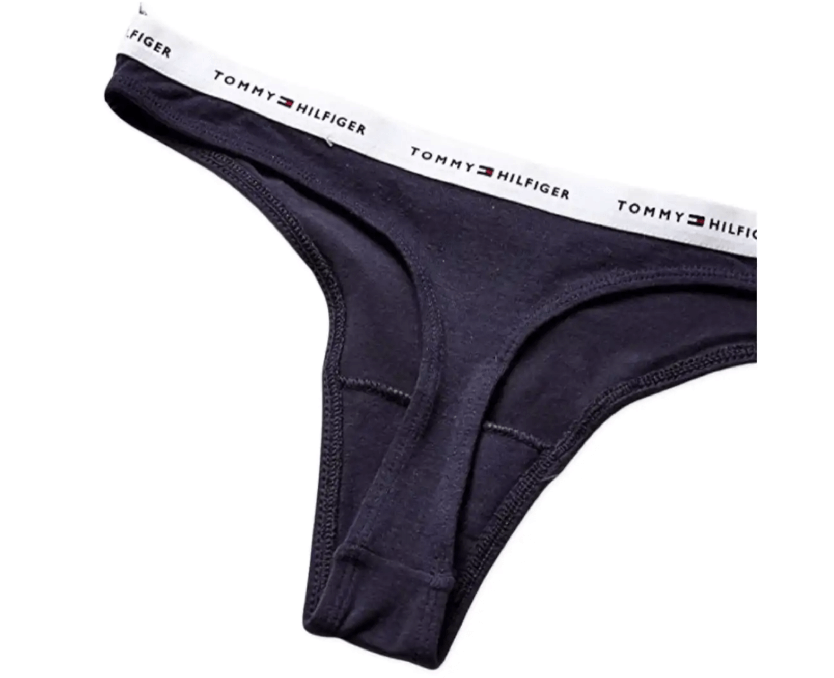 Tommy Hilfiger Women’s Soft Stretch Cotton Thongs Underwear 3-Pack - Navy/Red/White Tommy Print